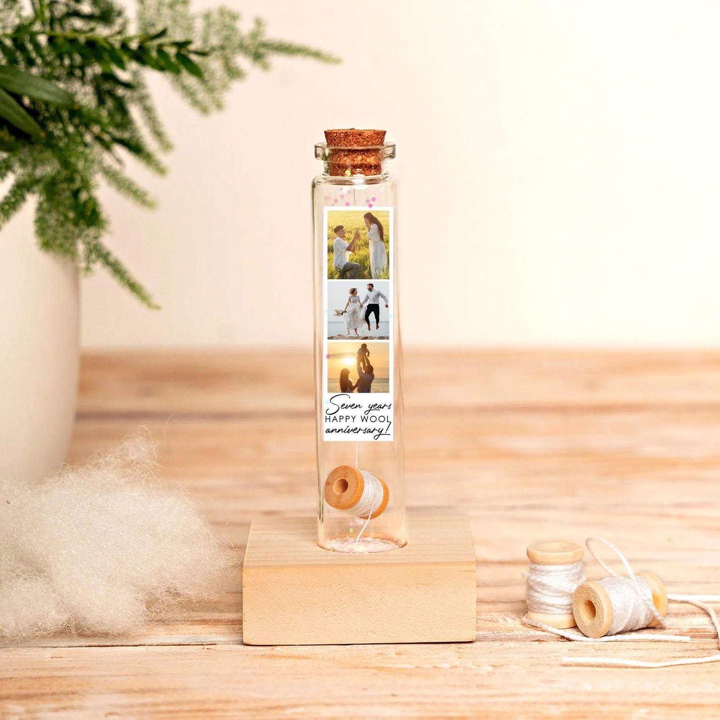 7th Anniversary Wool Reel Message Bottle