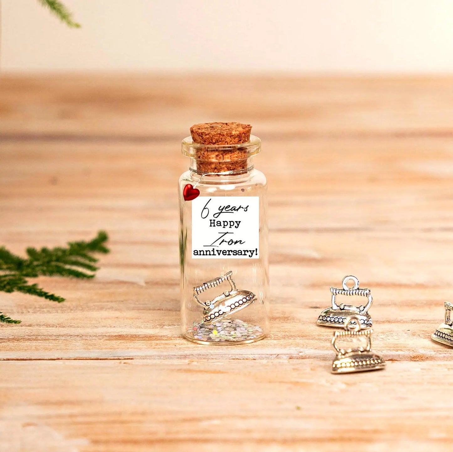 6th Anniversary Iron Charm Message Bottle