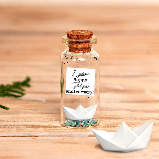 1st Anniversary Paper Boat Message Bottle