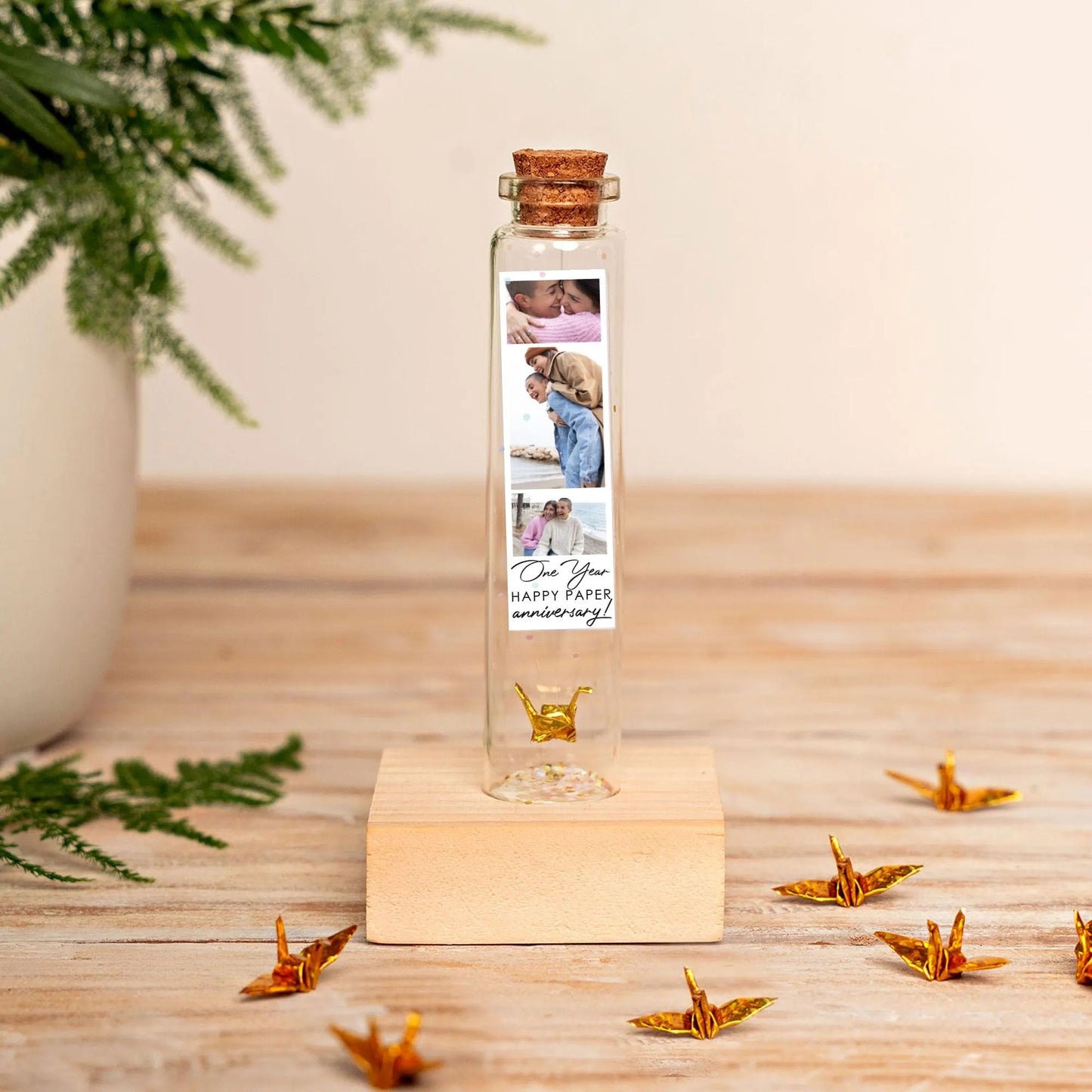 1st Anniversary Paper Crane Message Bottle