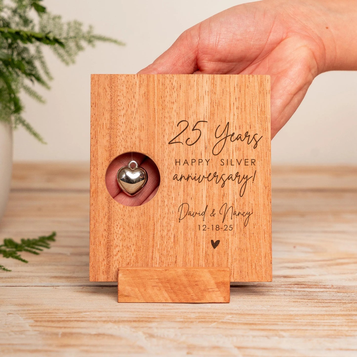 25th Anniversary Silver Heart Card