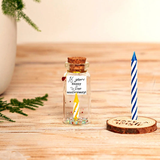 16th Anniversary Candle Message Bottle