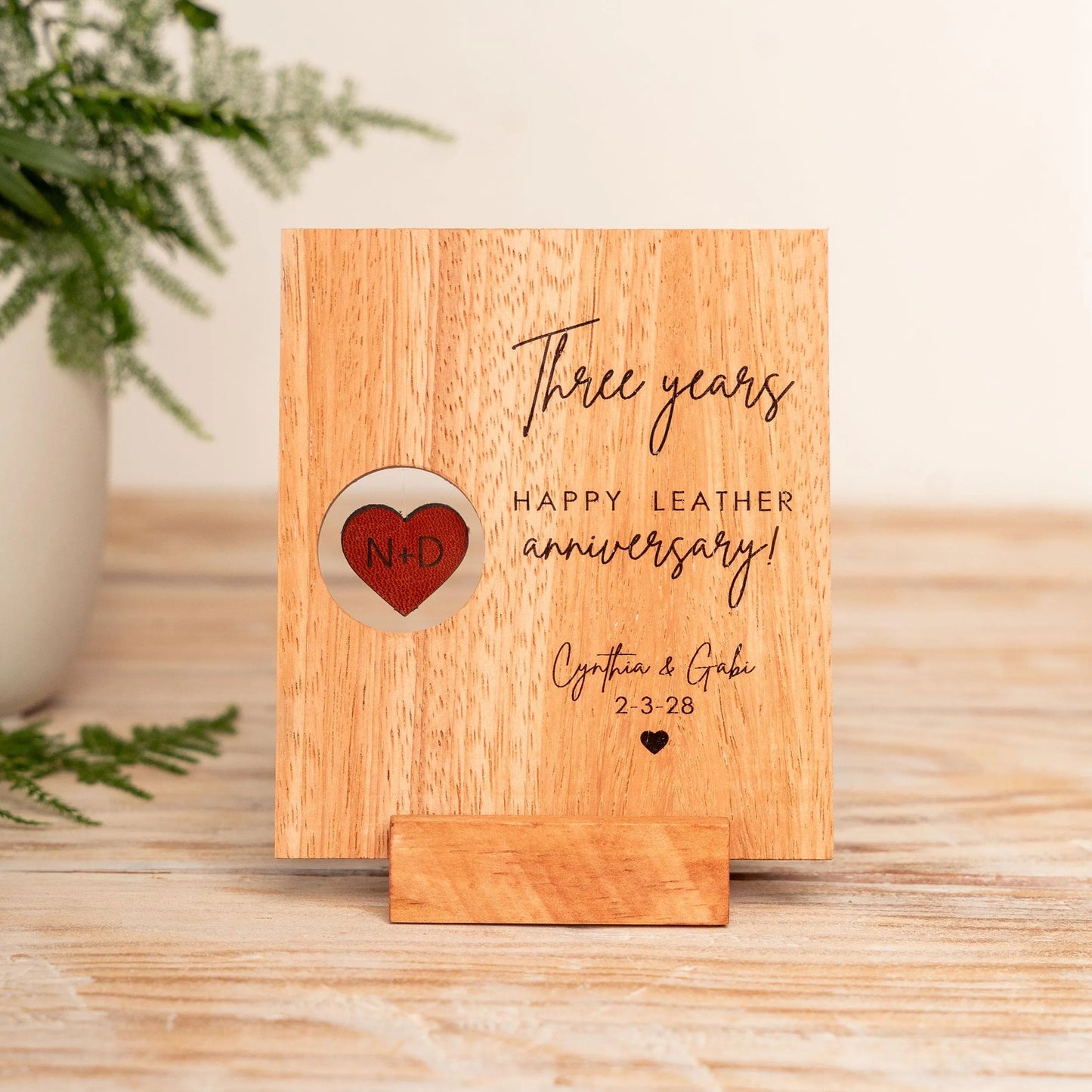 3rd Anniversary Leather Heart Card