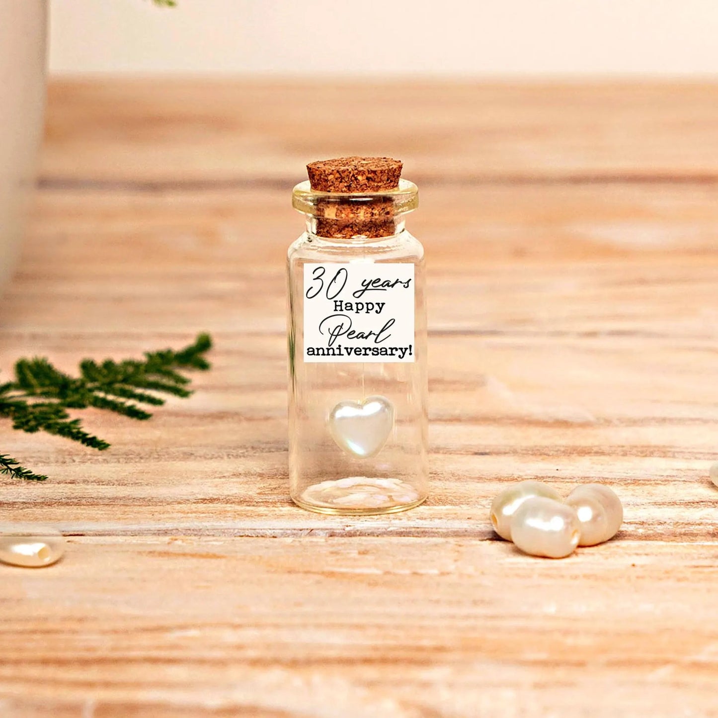 30th Anniversary Pearl Heart Message Bottle