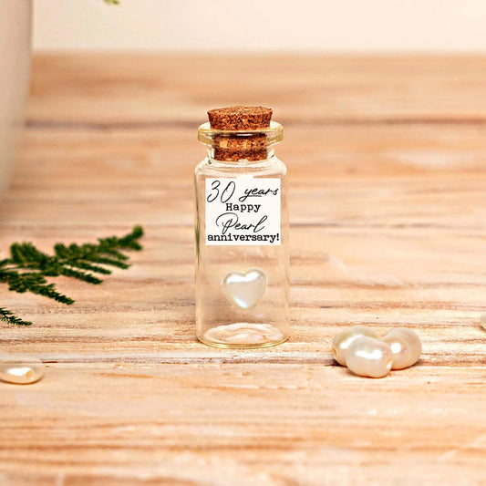 30th Anniversary Pearl Heart Message Bottle
