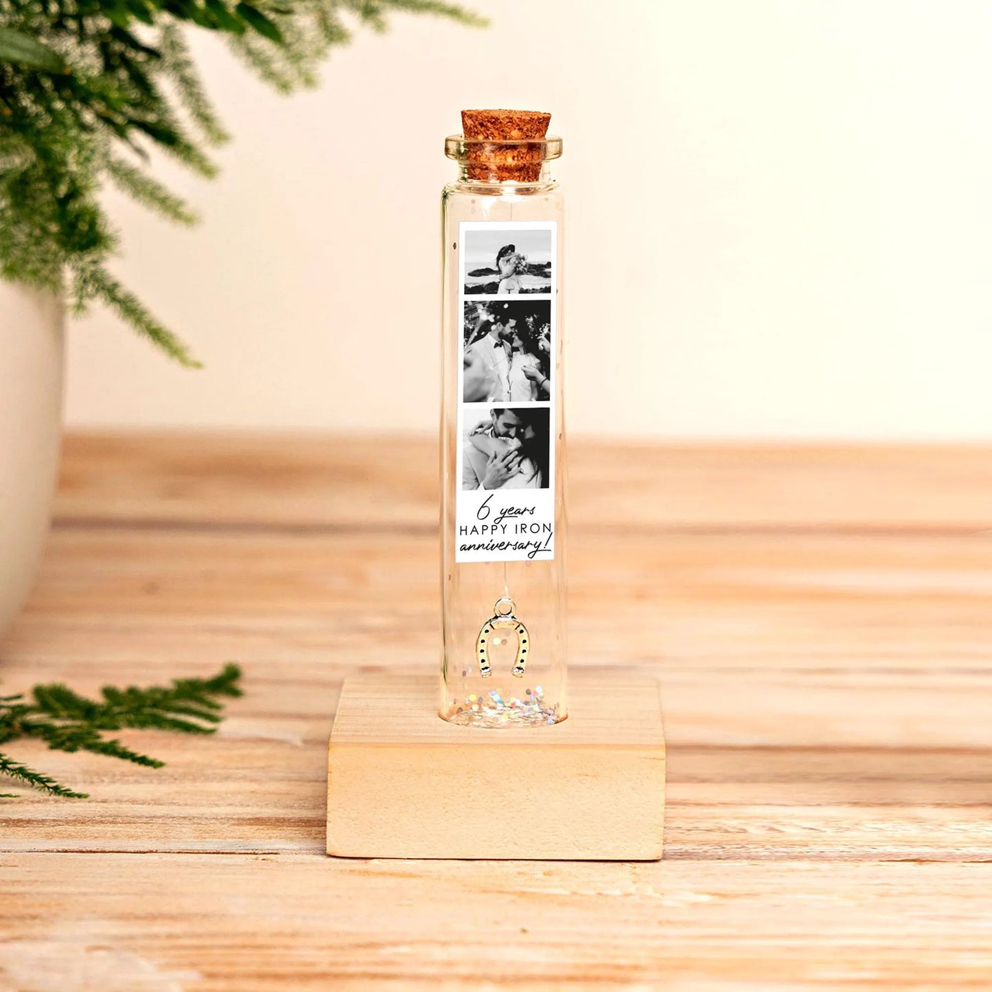 6th Anniversary Iron Horseshoe Message Bottle