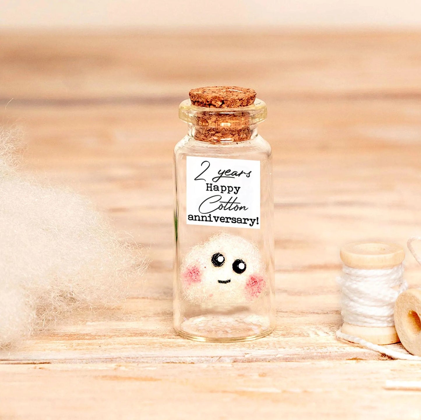 2nd Anniversary Cotton Cloud Message Bottle