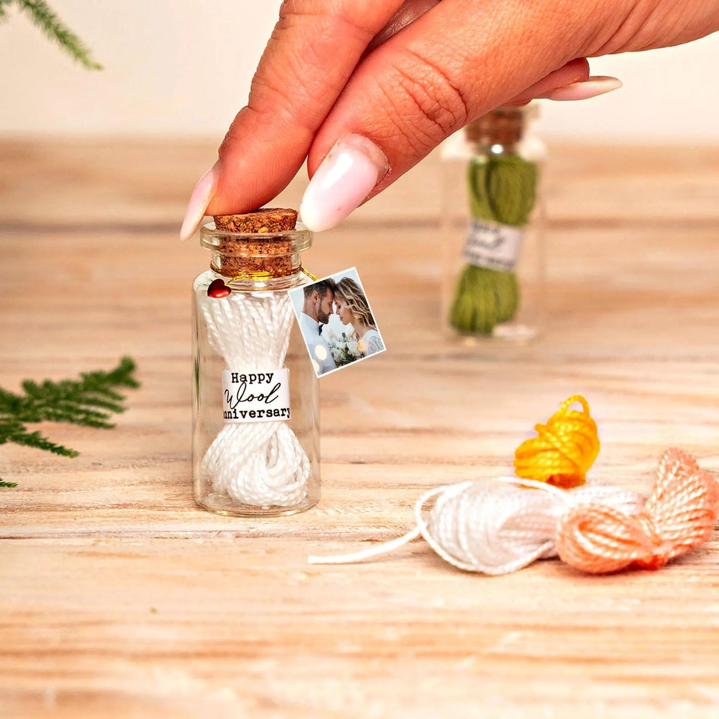 7th Anniversary Wool Skein Message Bottle