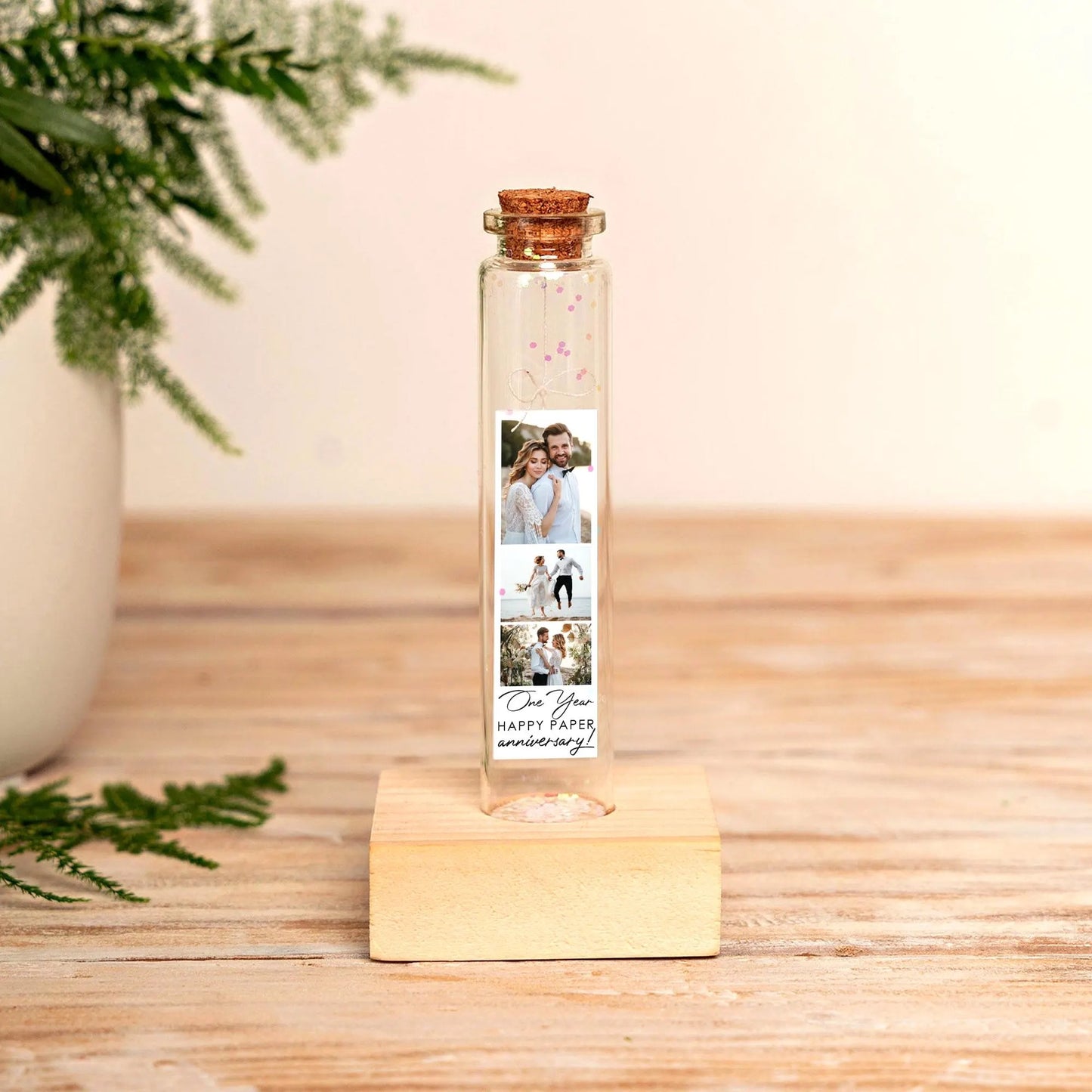 1st Anniversary Photo Tag Message Bottle