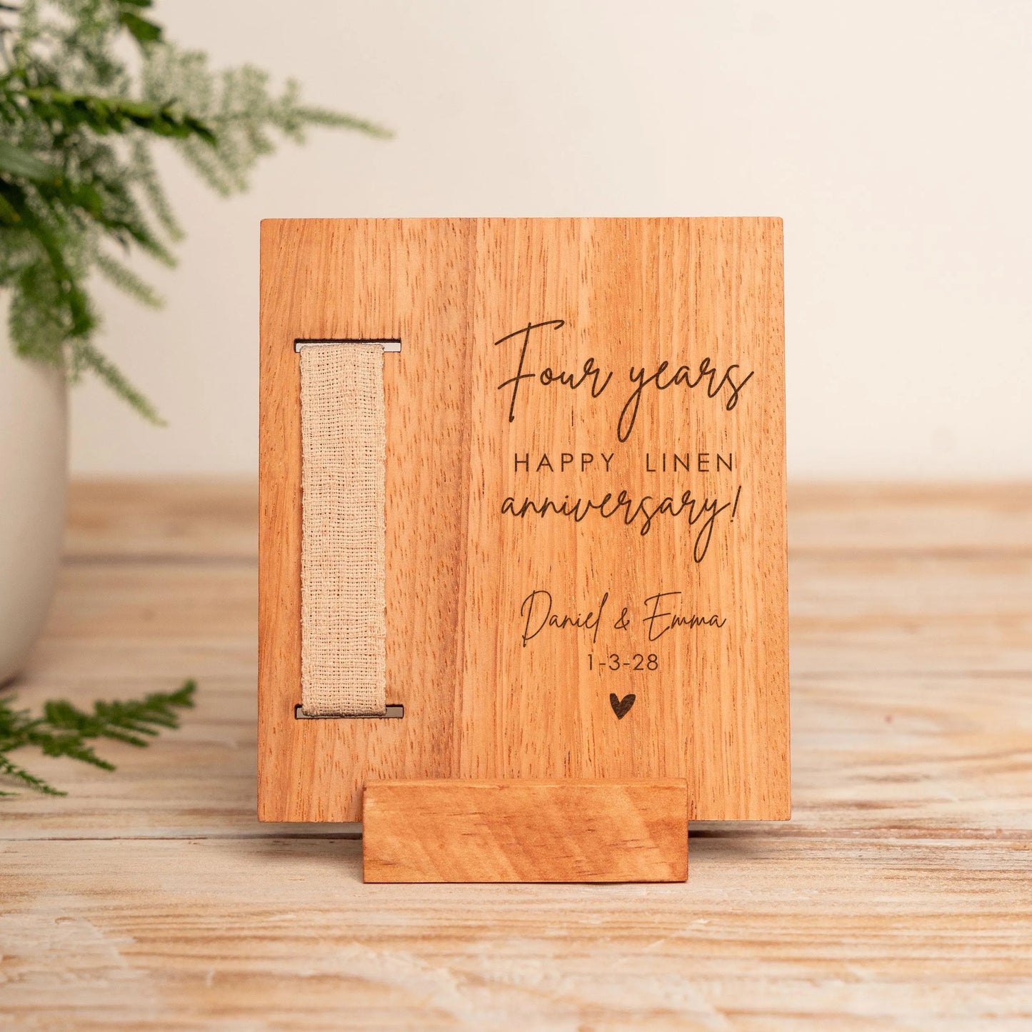 4th Anniversary Linen Keepsake Card