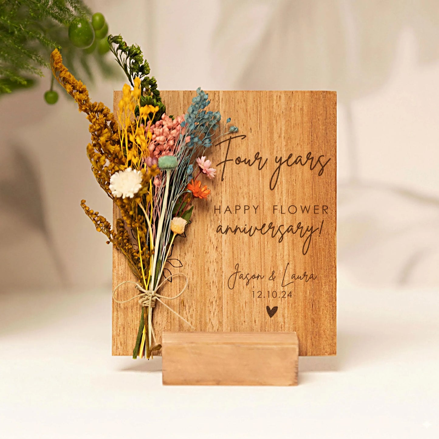 4th Anniversary Flower Bouquet Card