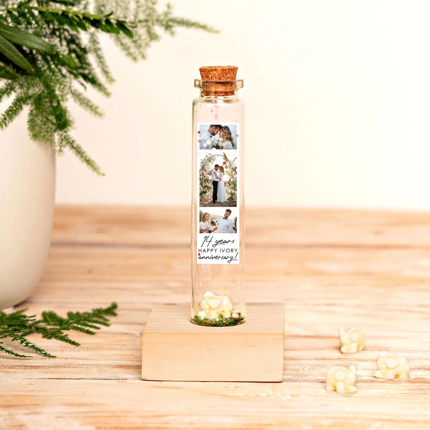 14th Anniversary Ivory Elephant Message Bottle