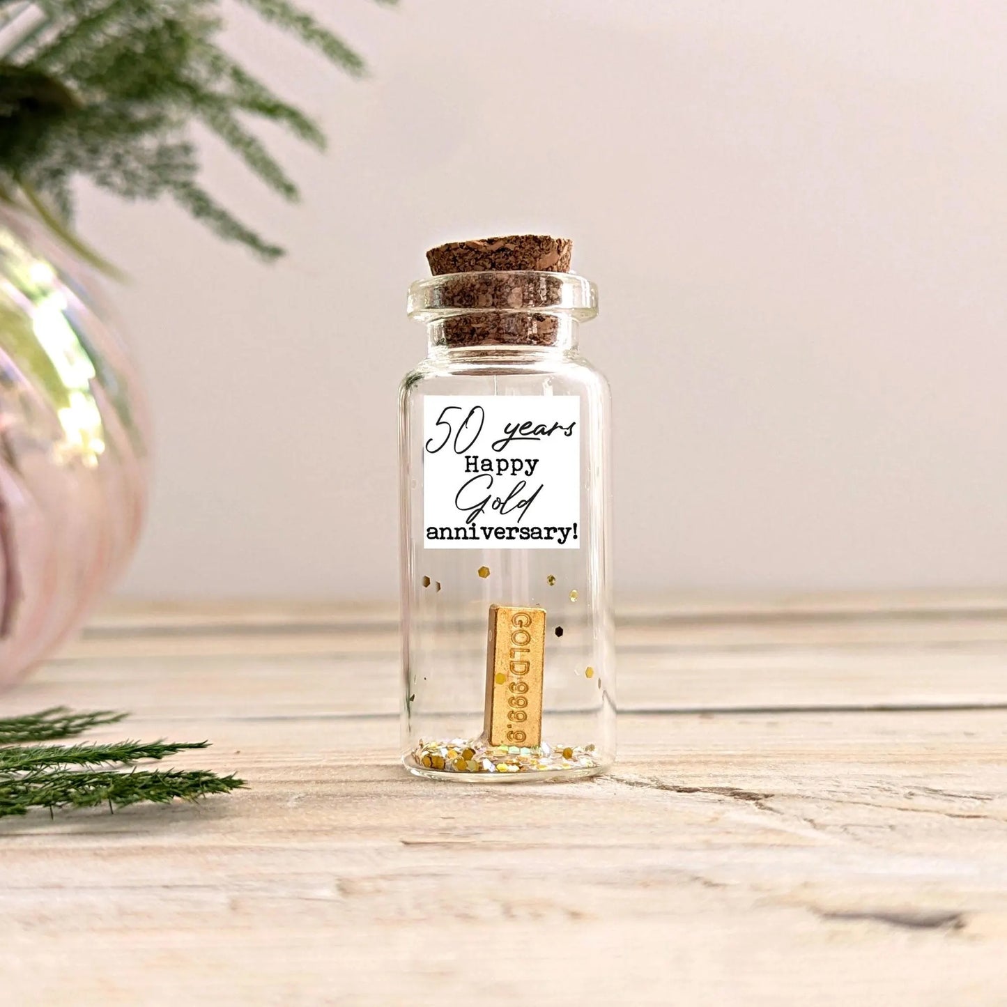 50th Anniversary Gold Ingot Message Bottle