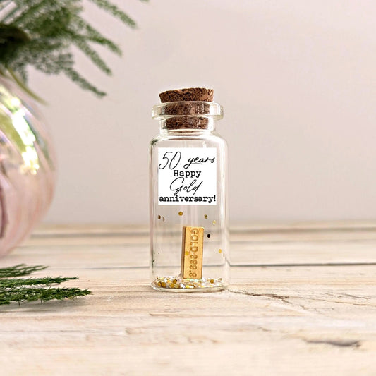 50th Anniversary Gold Ingot Message Bottle