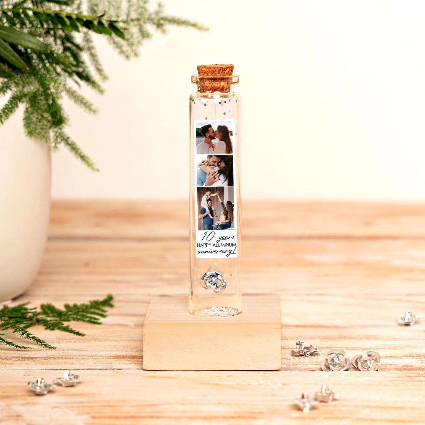 10th Anniversary Aluminum Flower Message Bottle