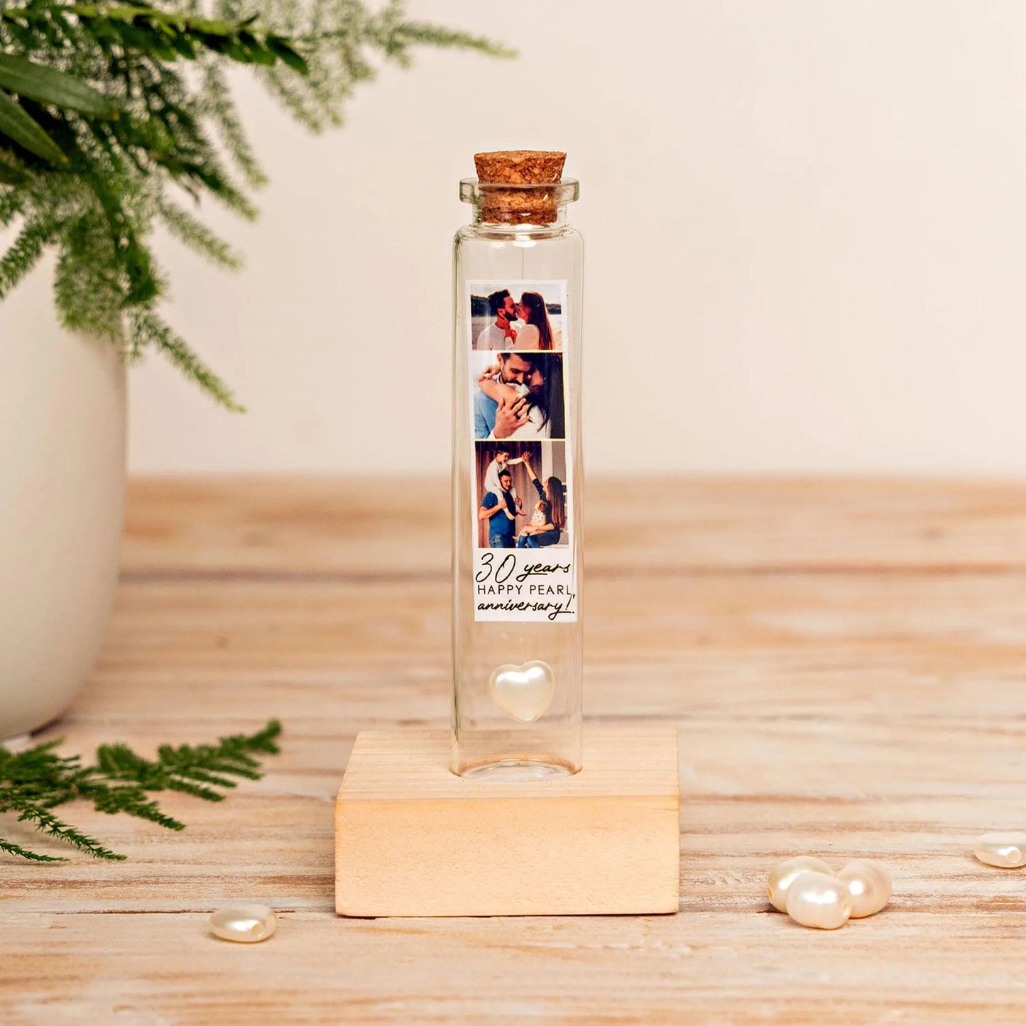 30th Anniversary Pearl Heart Message Bottle