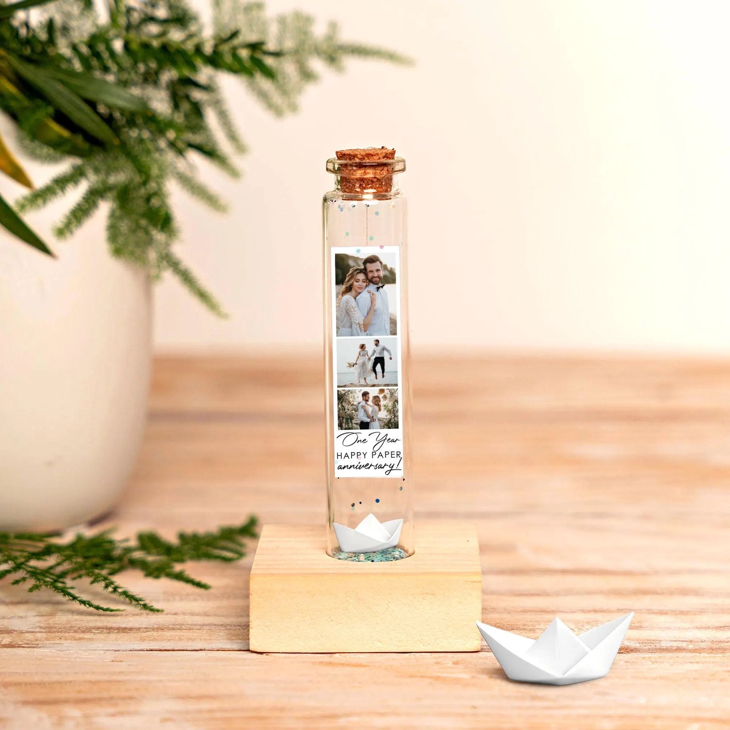 1st Anniversary Paper Boat Message Bottle