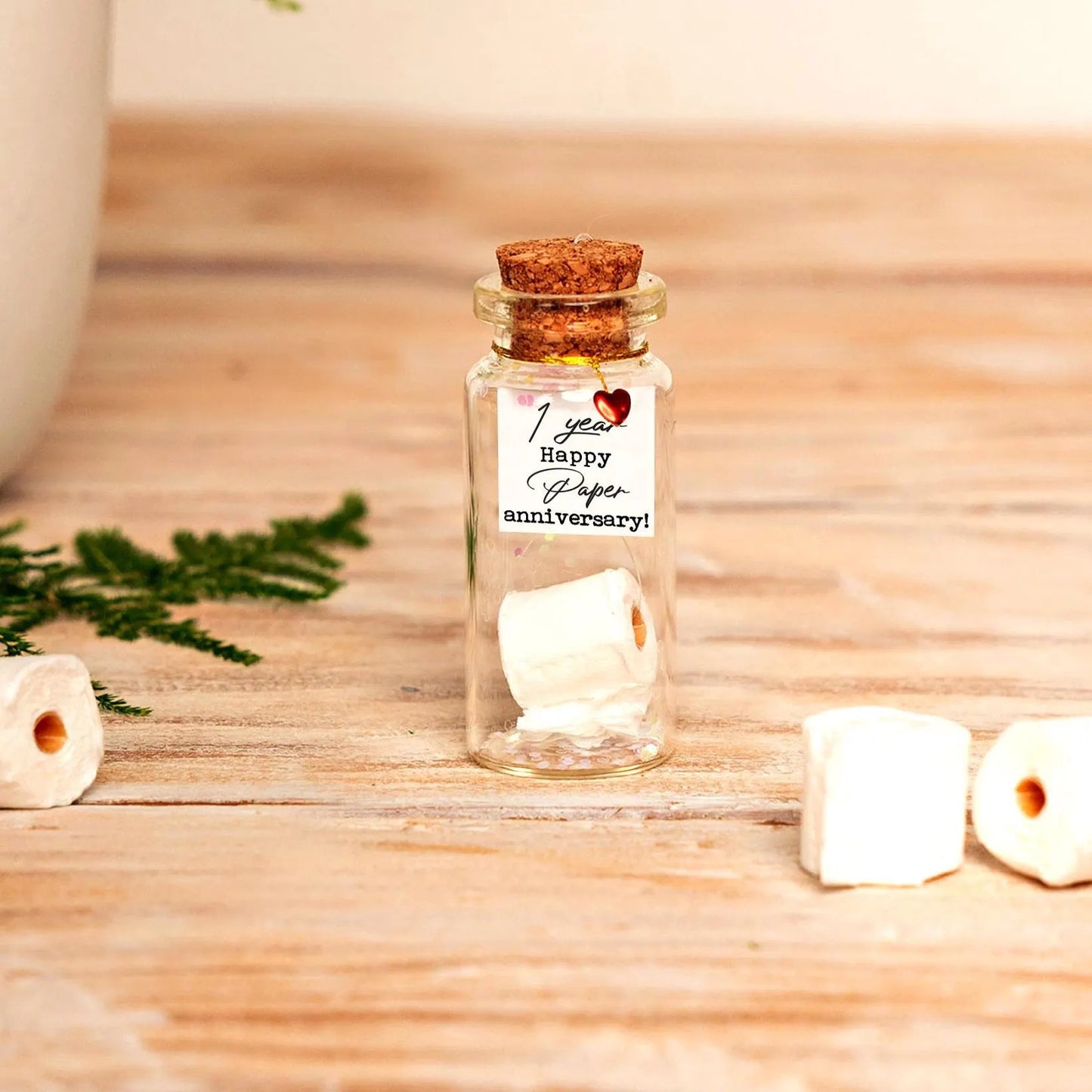 1st Anniversary Paper Roll Message Bottle