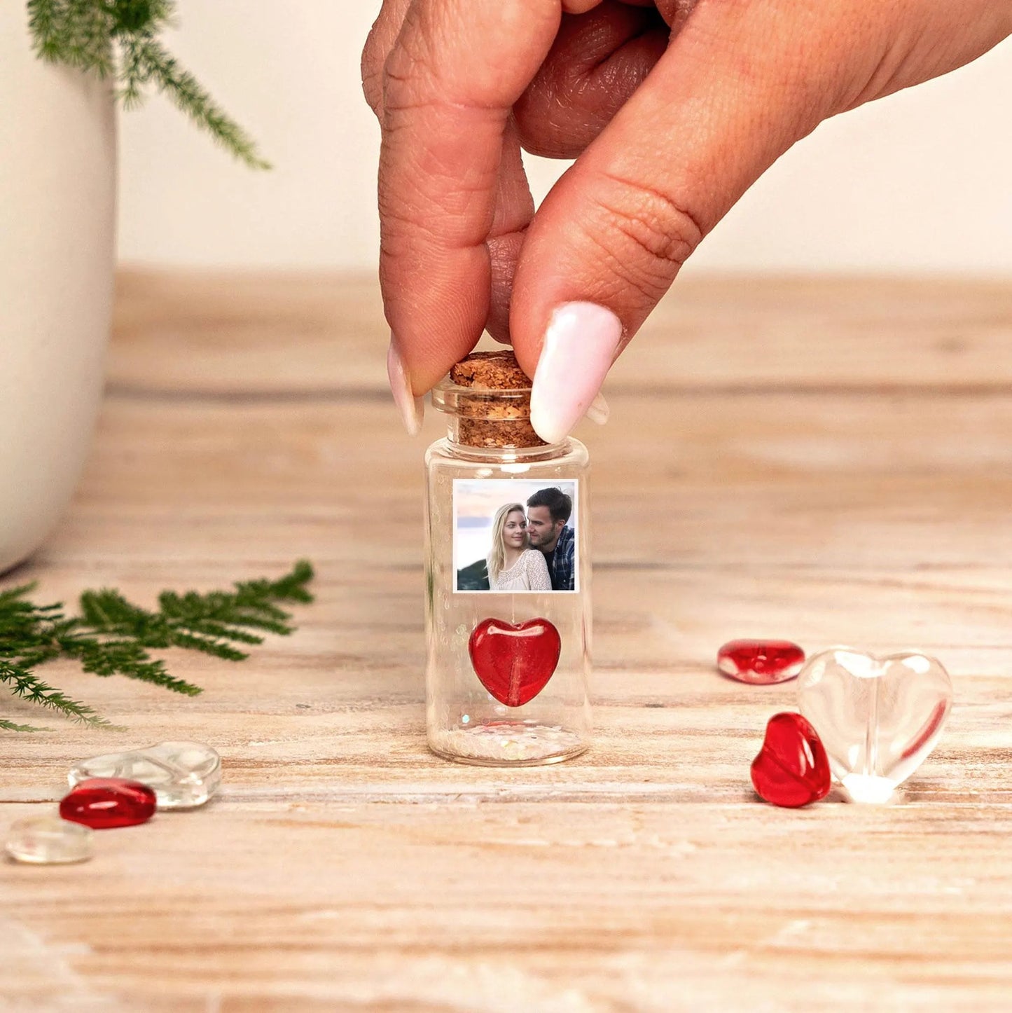 15th Anniversary Red Crystal Heart Message Bottle