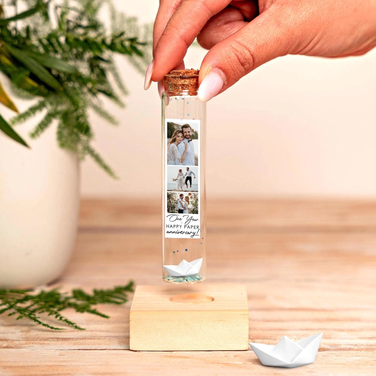 1st Anniversary Paper Boat Message Bottle