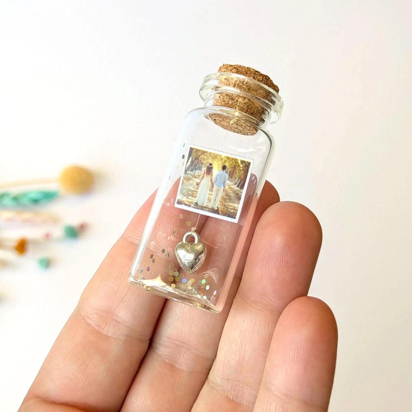 11th Anniversary Steel Heart Message Bottle