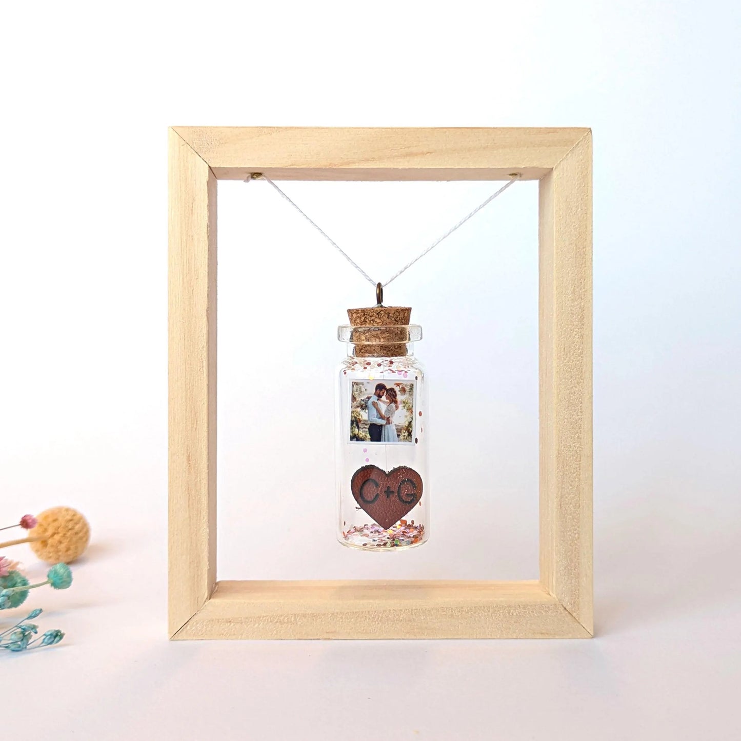 3rd Anniversary Leather Heart Message Bottle