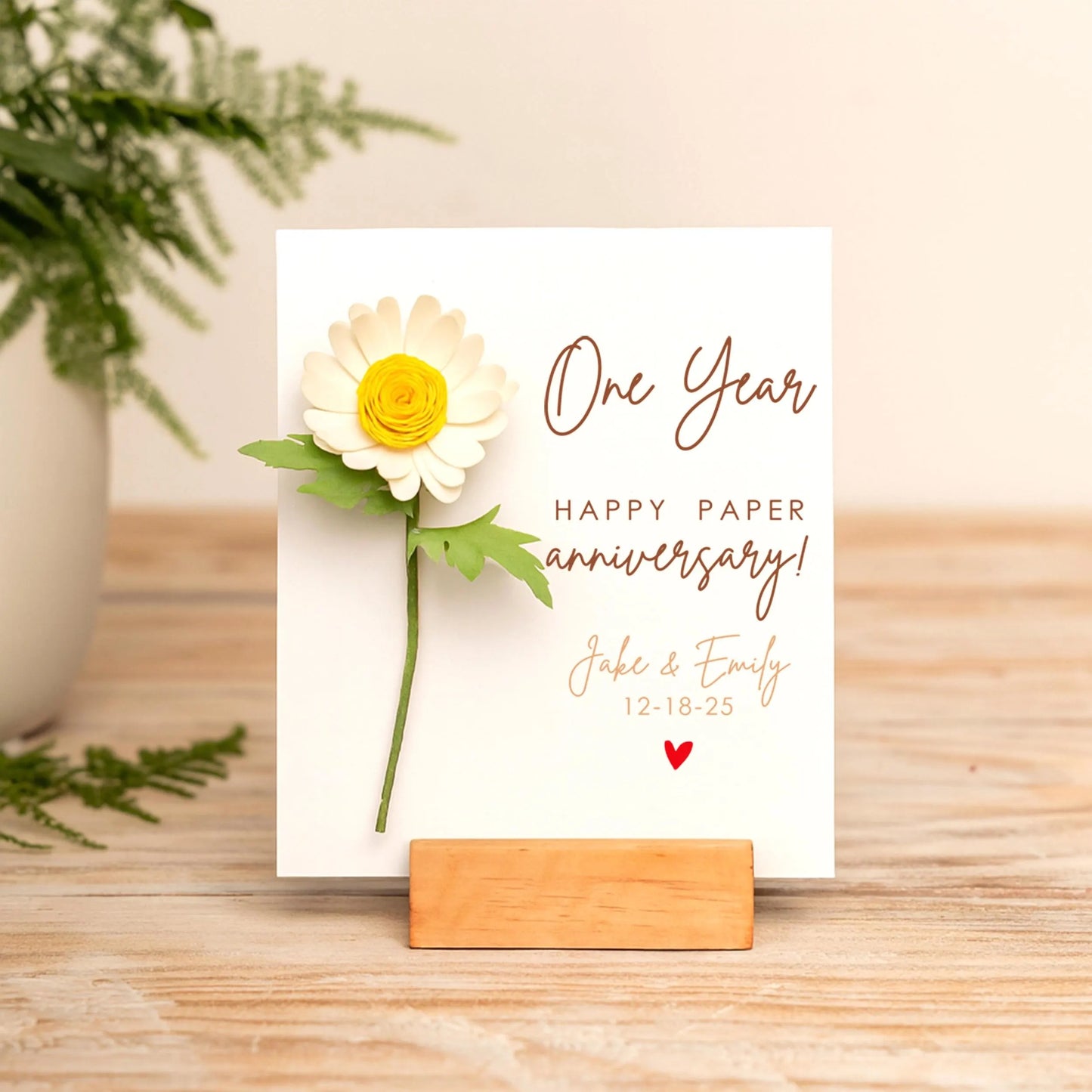 1st Anniversary Paper Flower Card