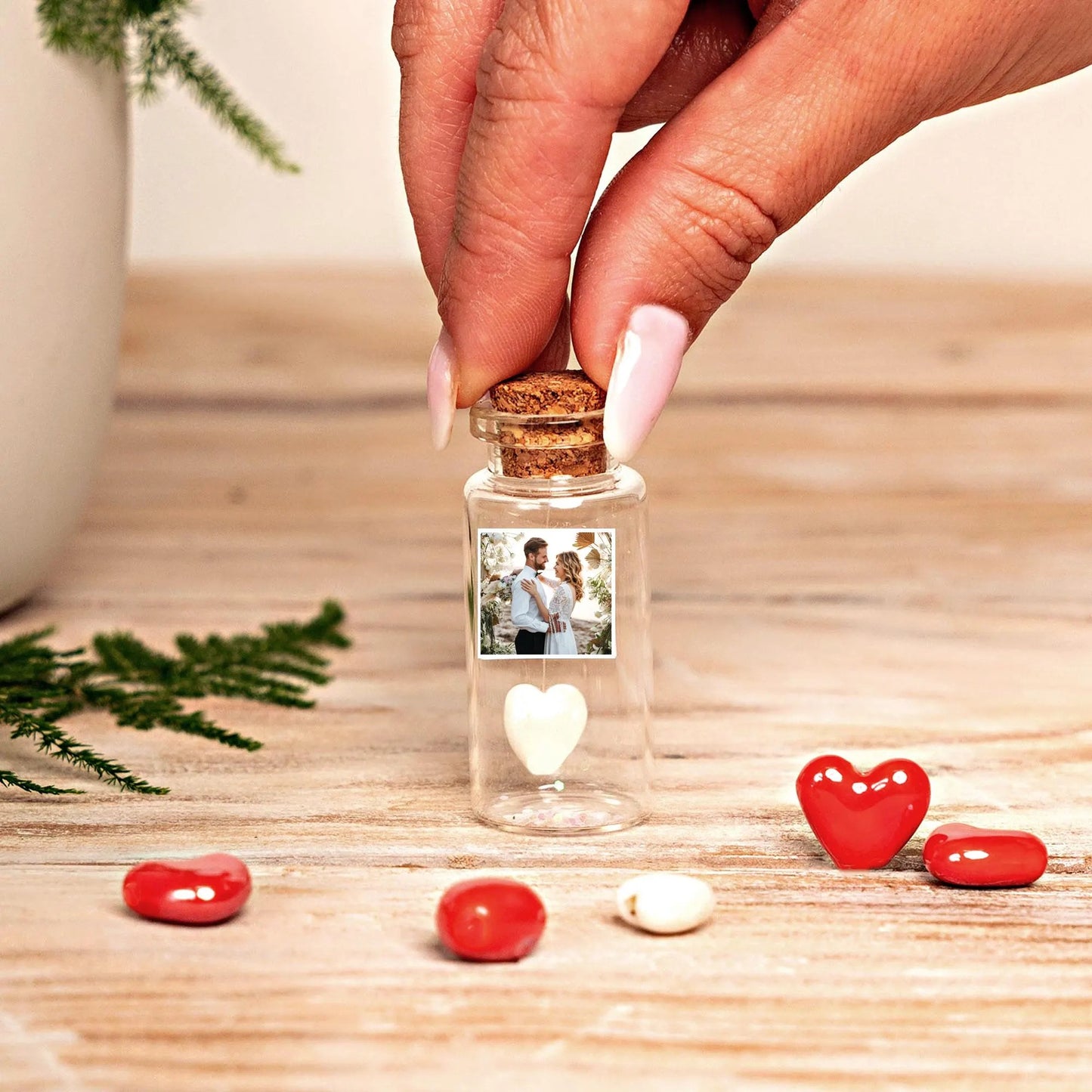 18th Anniversary White Porcelain Heart Message Bottle