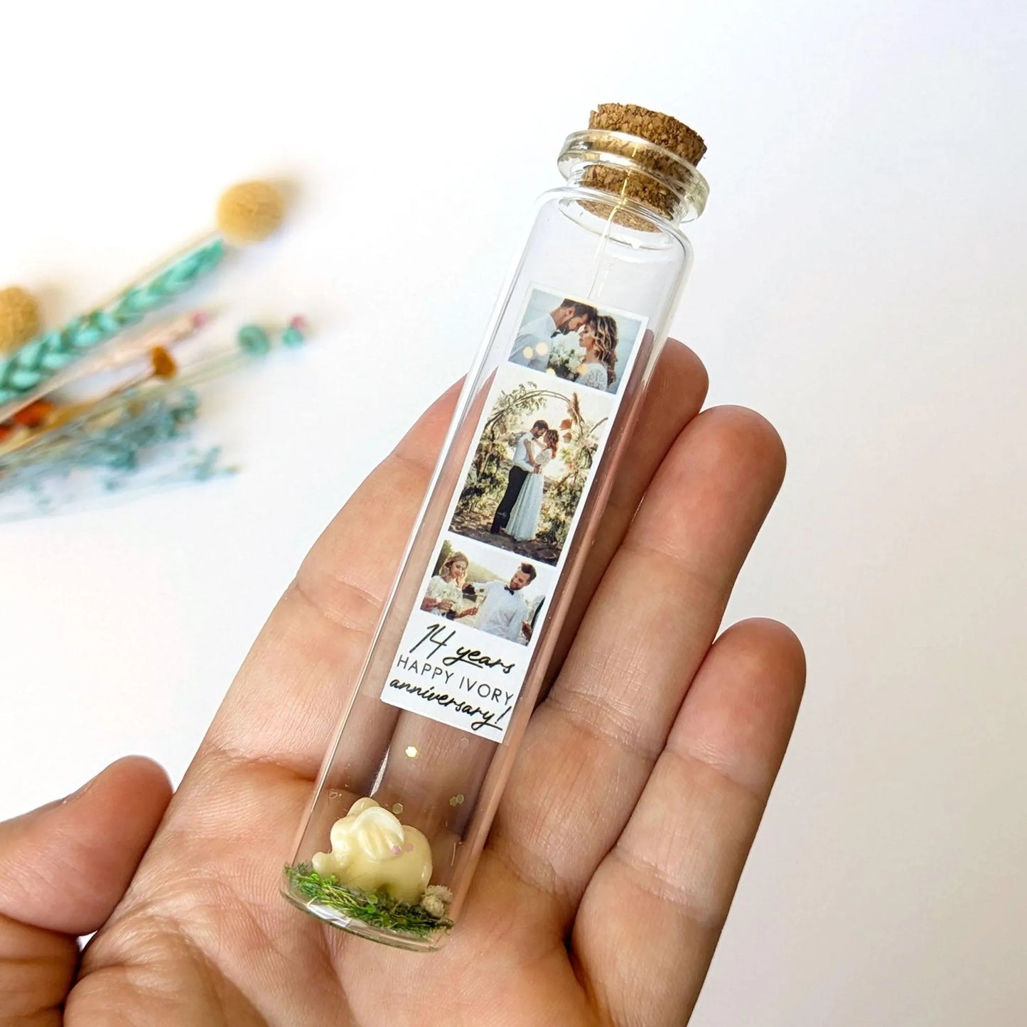14th Anniversary Ivory Elephant Message Bottle