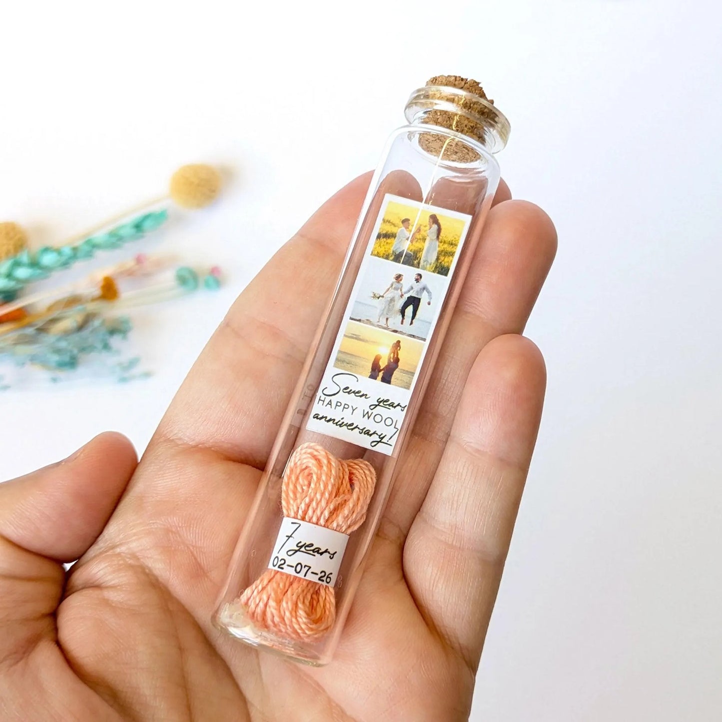 7th Anniversary Wool Skein Message Bottle