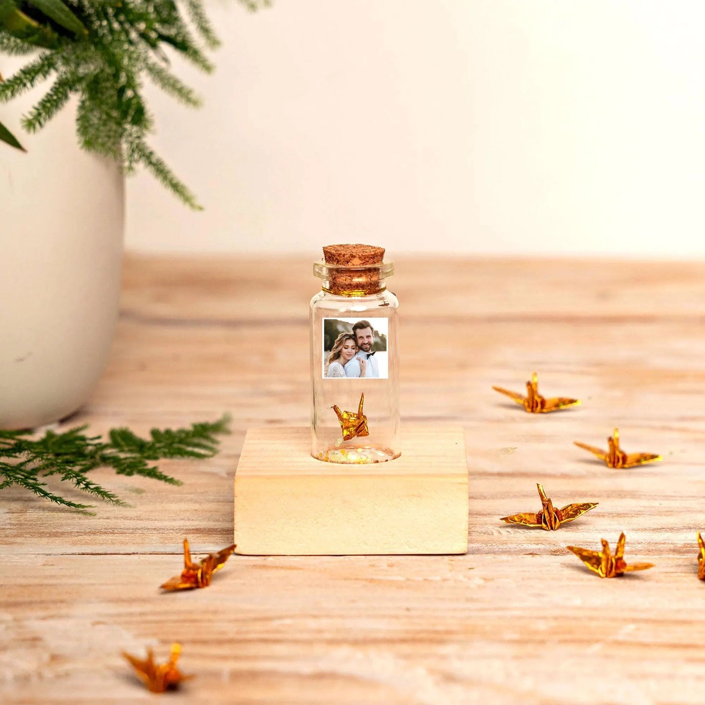 1st Anniversary Paper Crane Message Bottle
