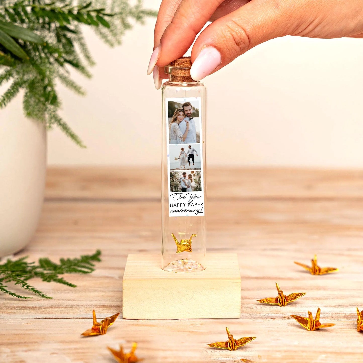 1st Anniversary Paper Crane Message Bottle