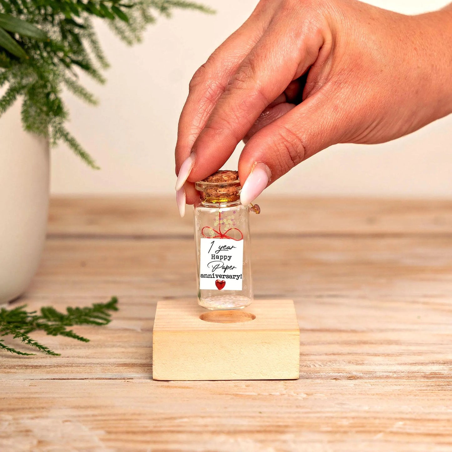 1st Anniversary Photo Tag Message Bottle