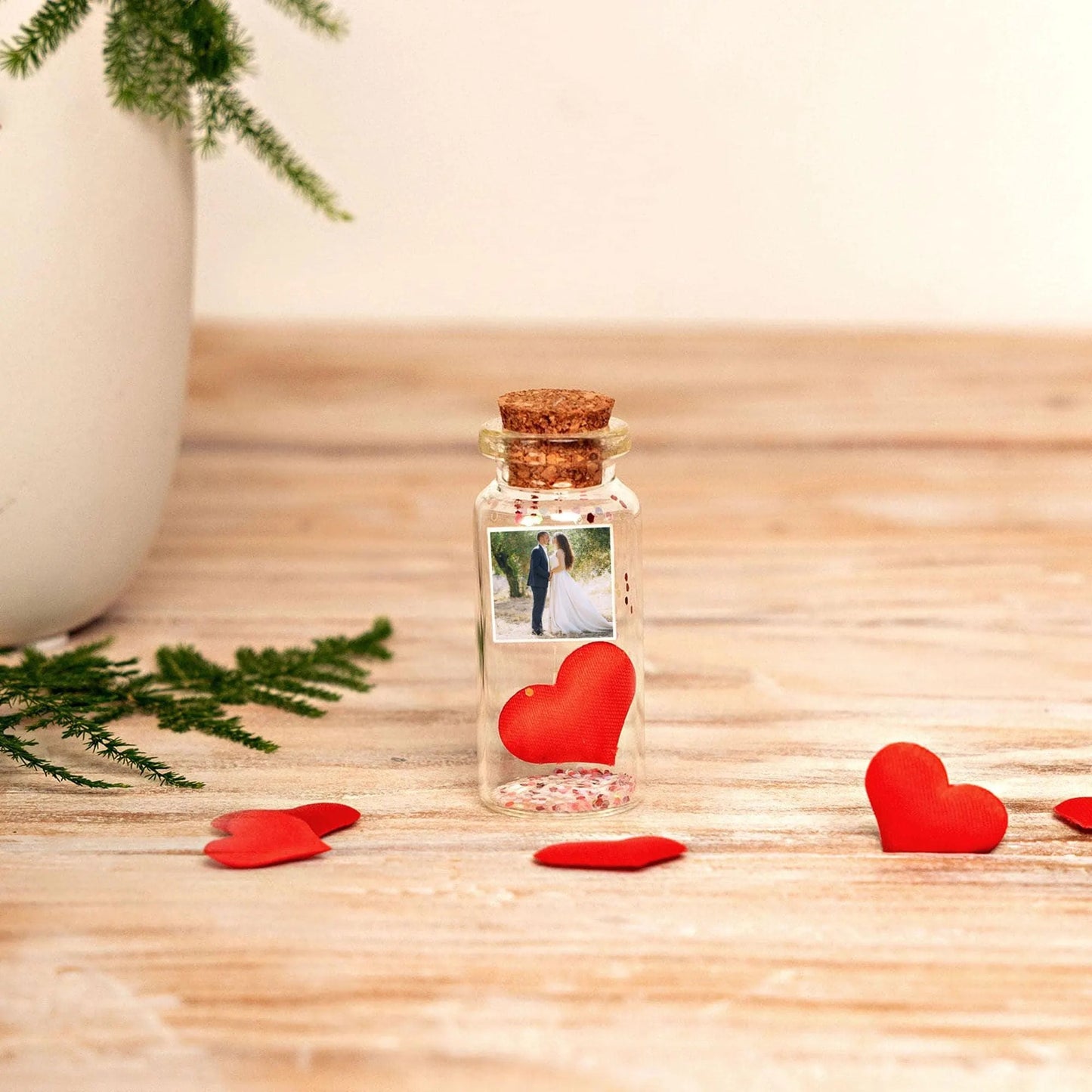 12th Anniversary Silk Heart Message Bottle