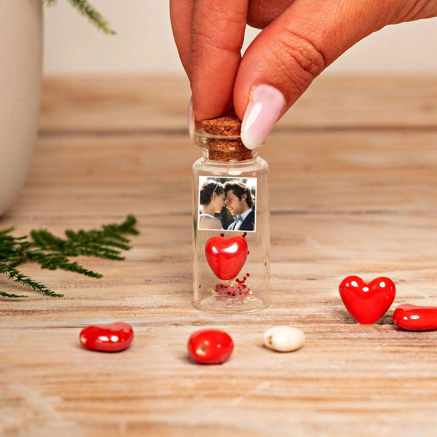 18th Anniversary Red Porcelain Heart Message Bottle