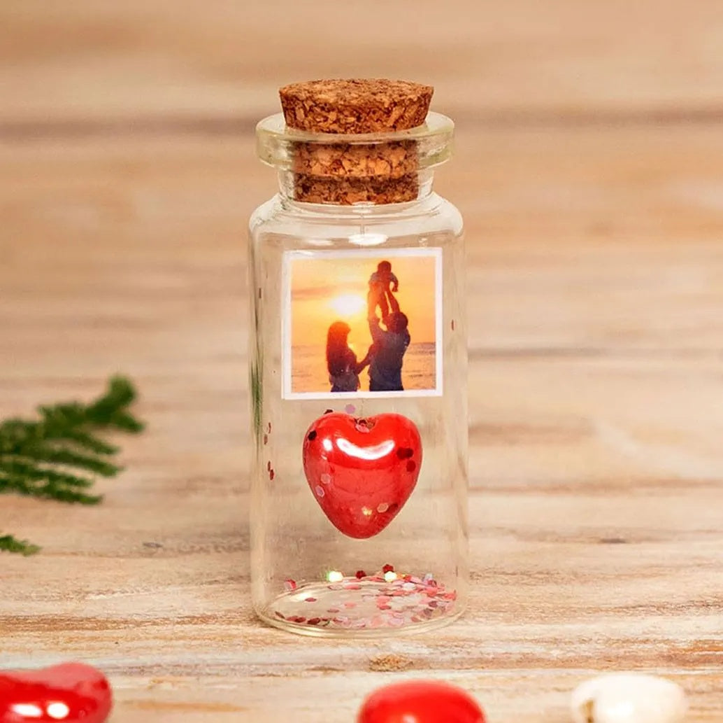 9th Anniversary Red Ceramic Heart Message Bottle