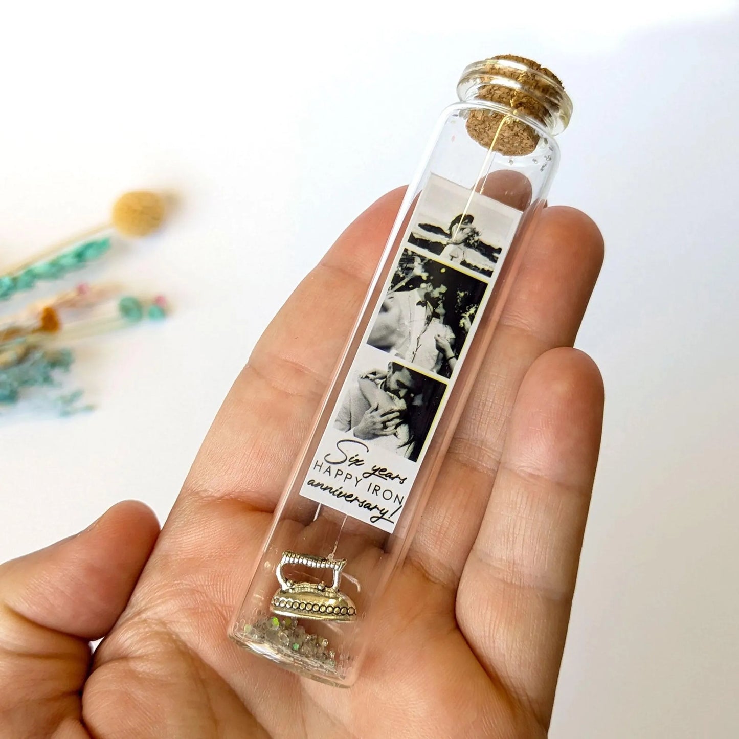 6th Anniversary Iron Charm Message Bottle