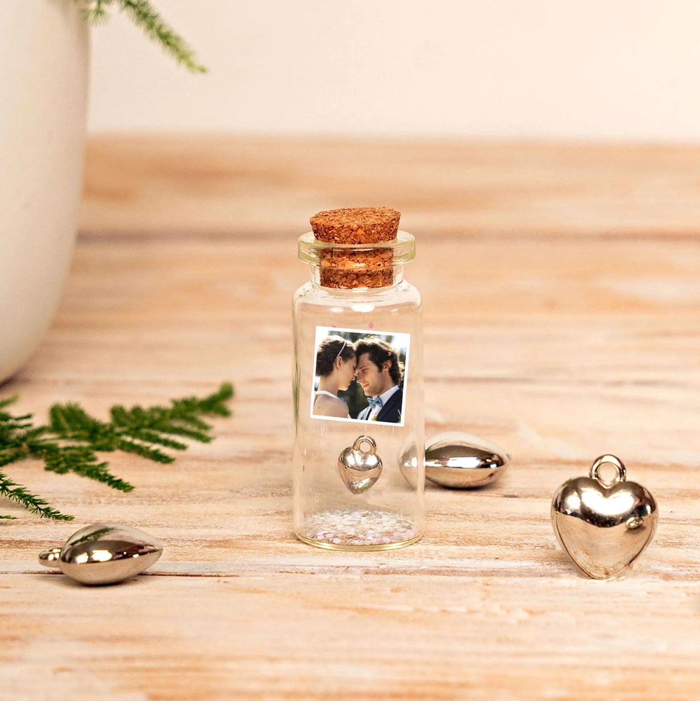 25th Anniversary Silver Heart Message Bottle