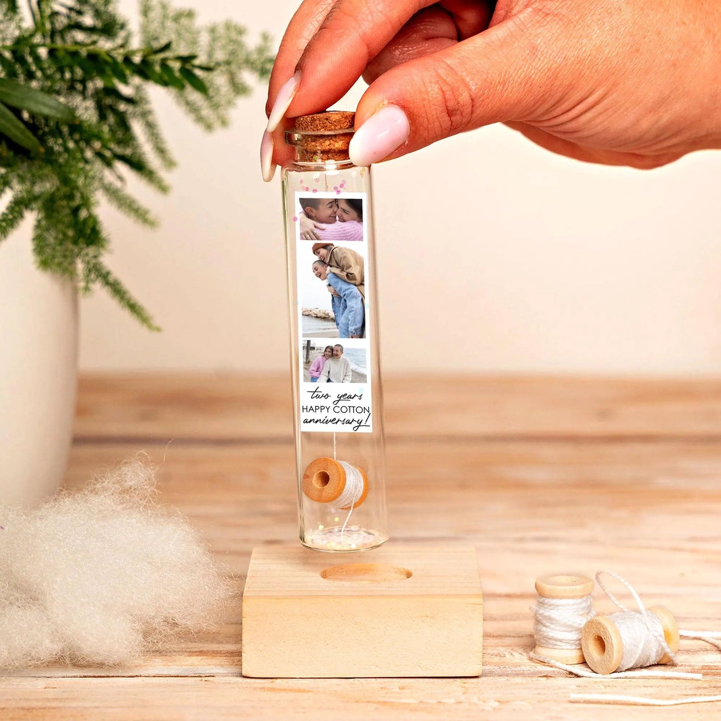 2nd Anniversary Cotton Thread Spool Message Bottle