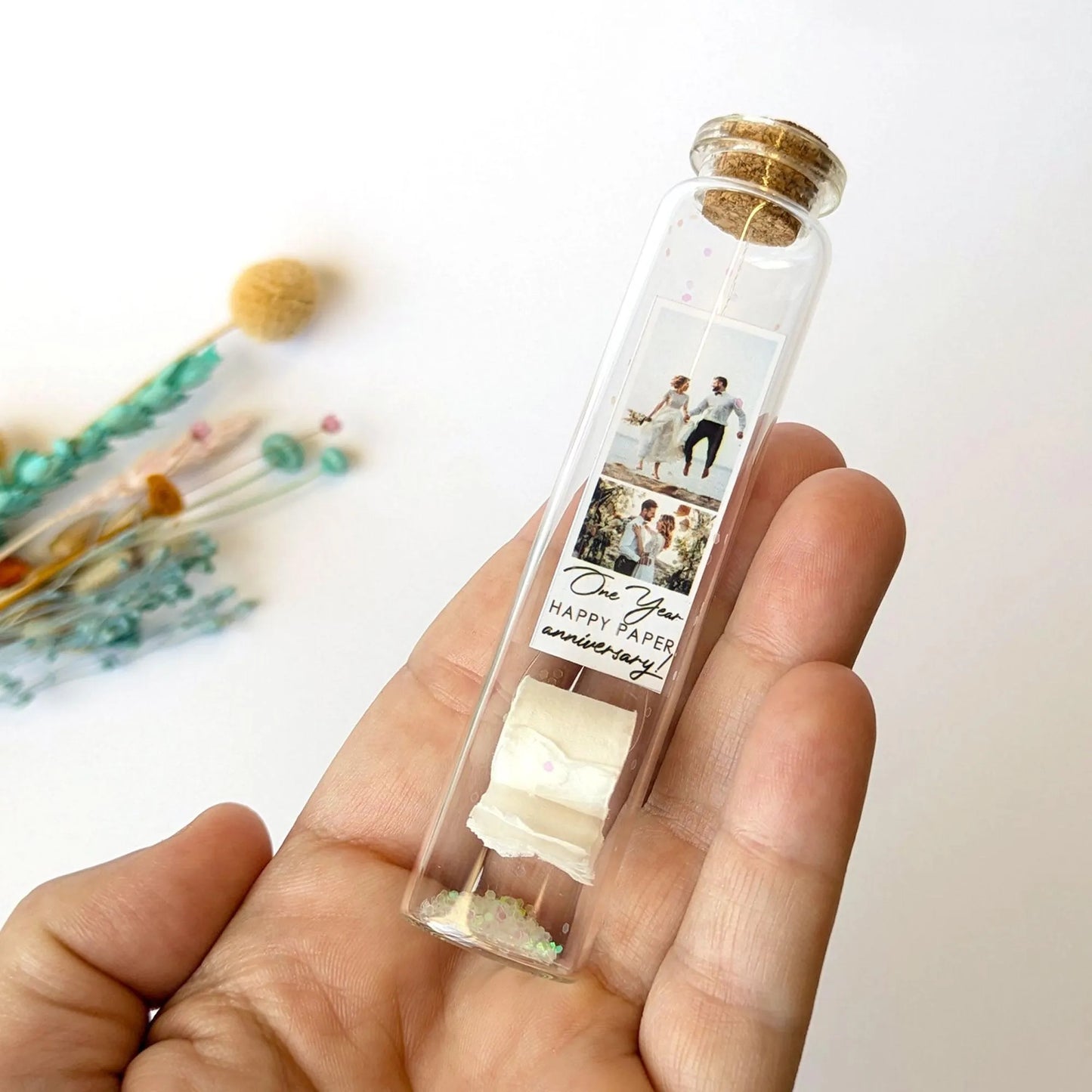 1st Anniversary Paper Roll Message Bottle