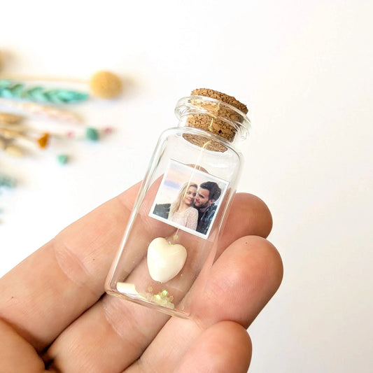 9th Anniversary White Ceramic Heart Message Bottle