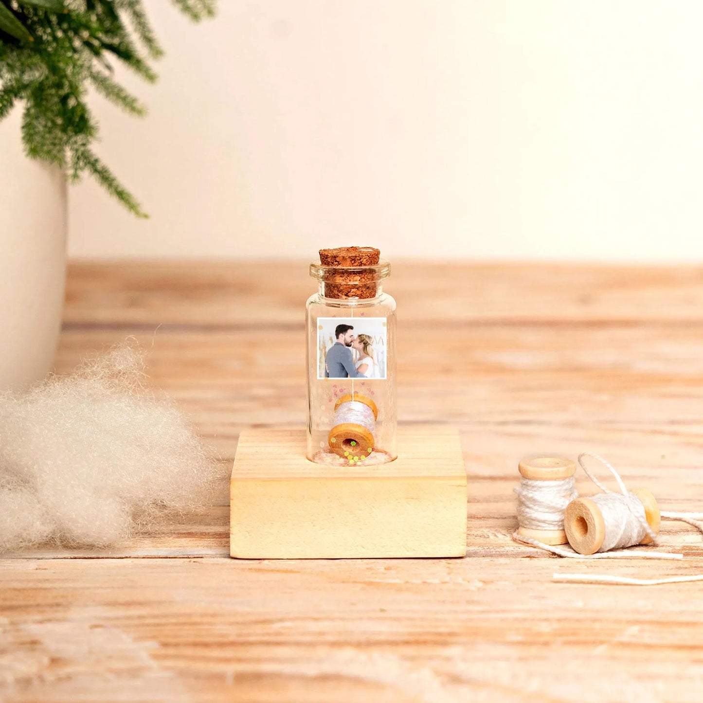 2nd Anniversary Cotton Thread Spool Message Bottle