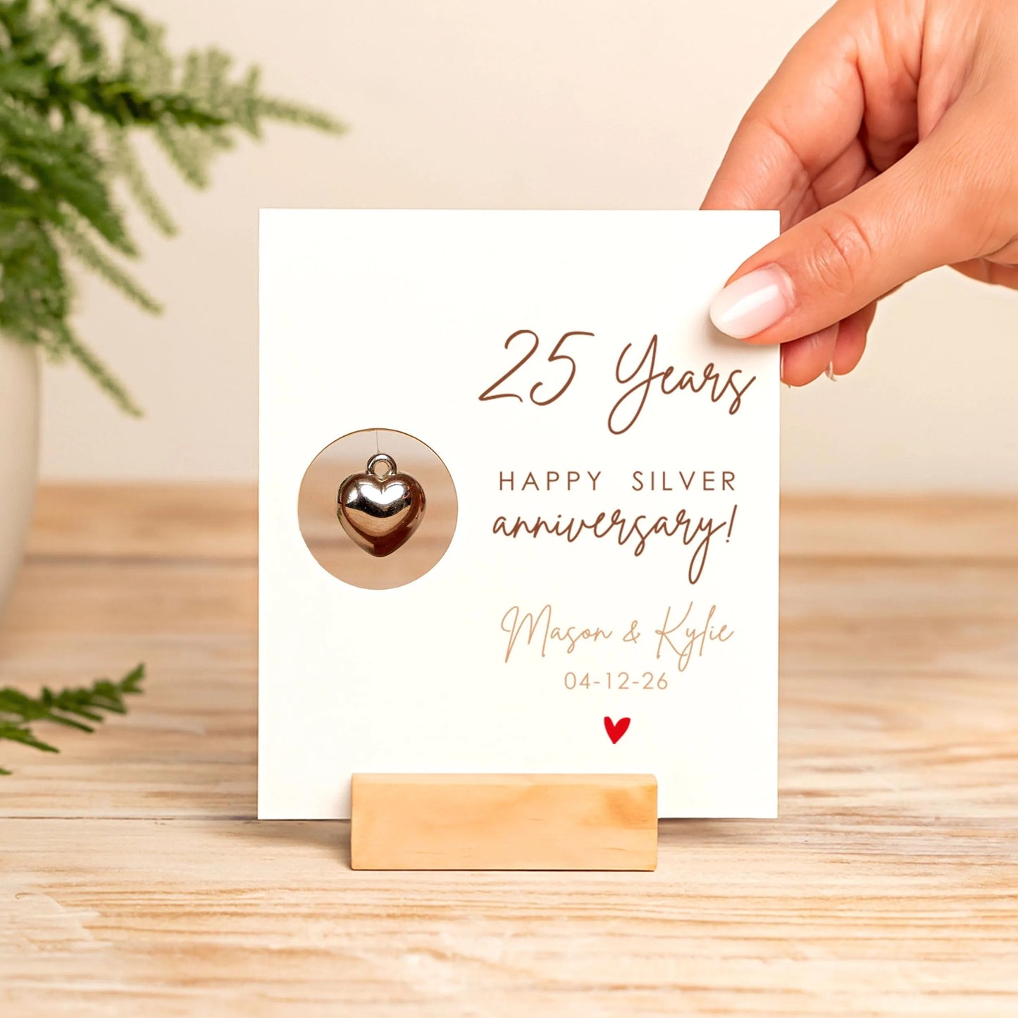 25th Anniversary Silver Heart Card