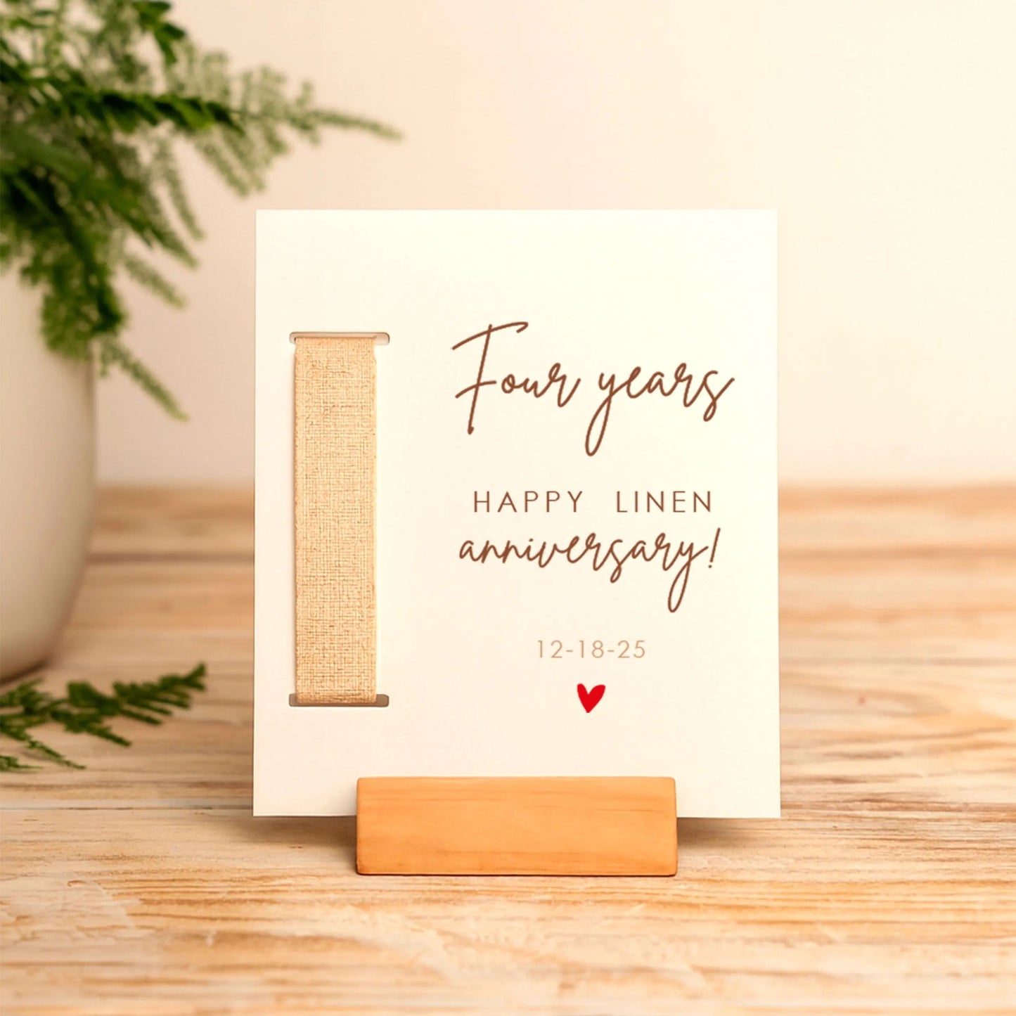 4th Anniversary Linen Keepsake Card