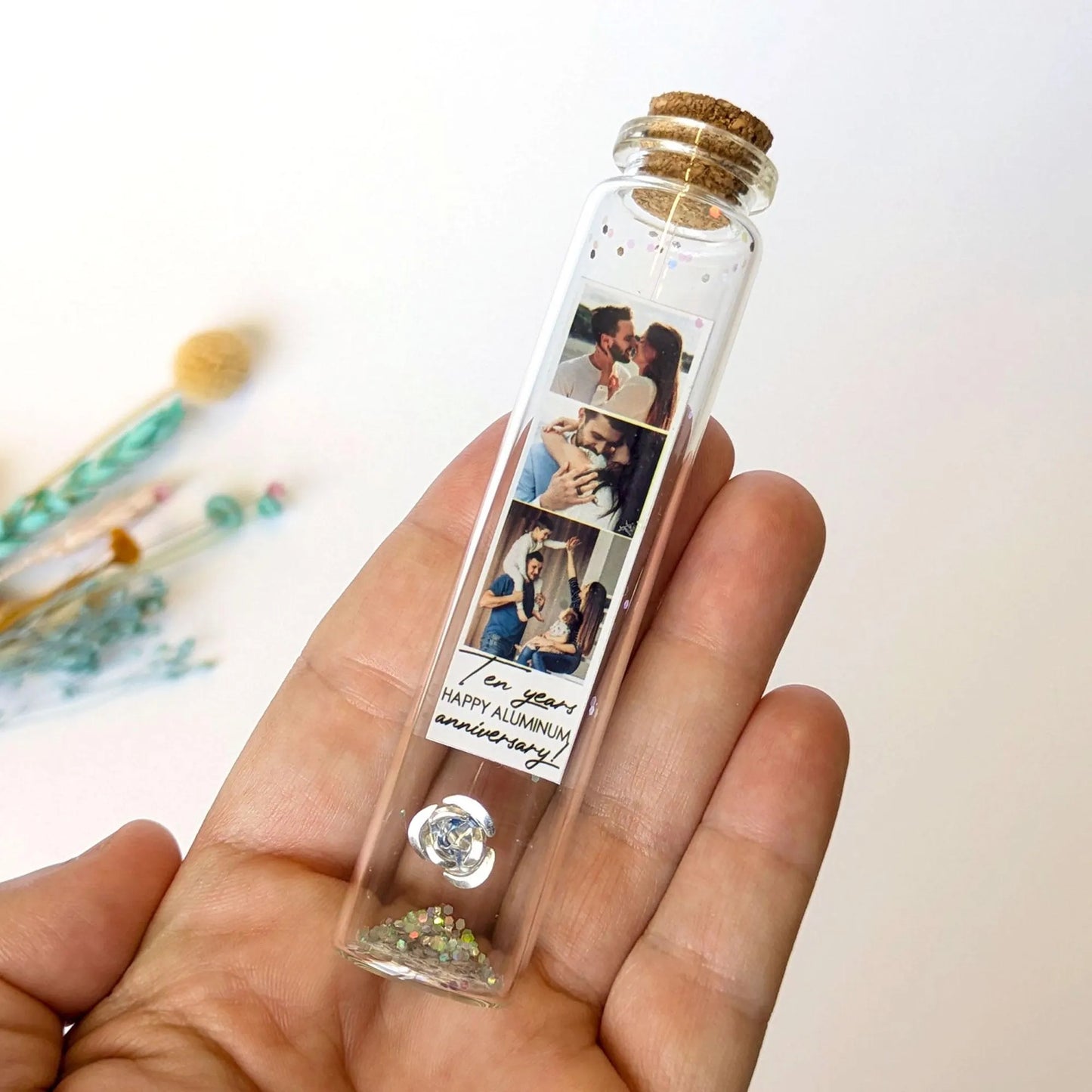 10th Anniversary Aluminum Flower Message Bottle