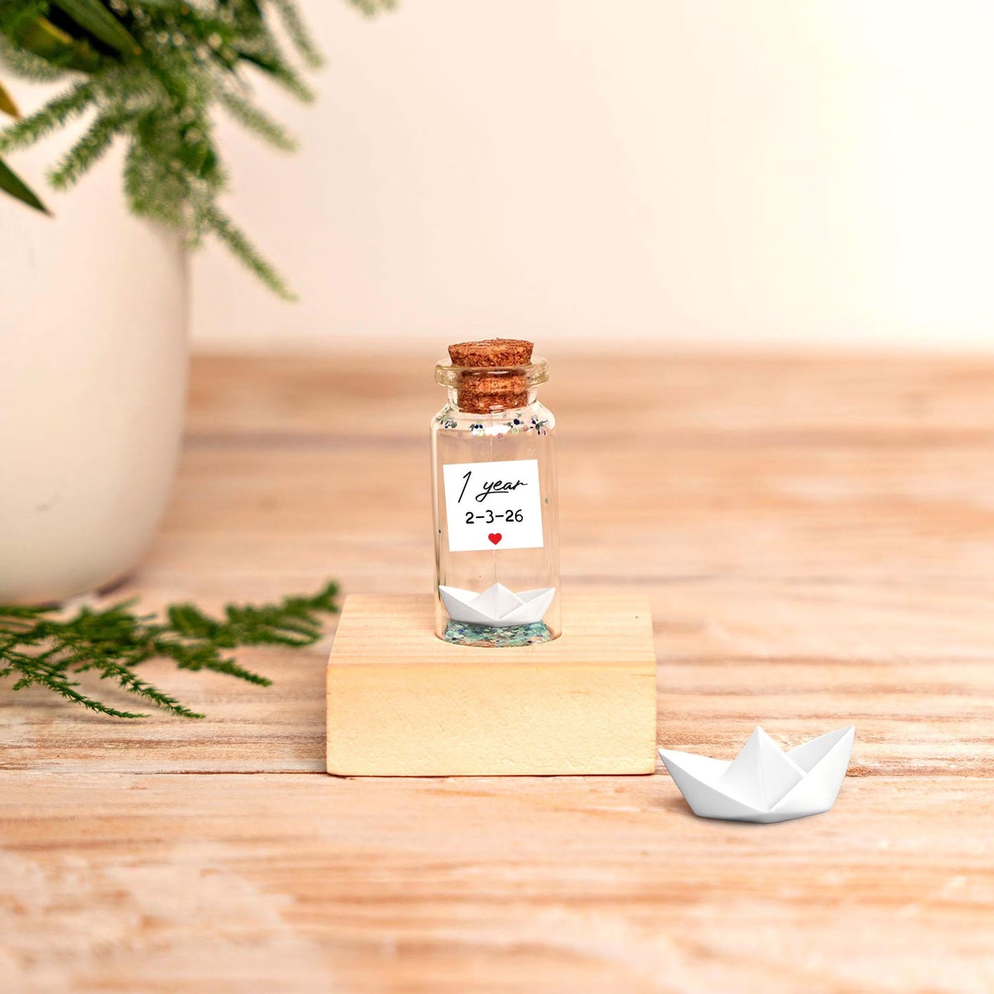 1st Anniversary Paper Boat Message Bottle