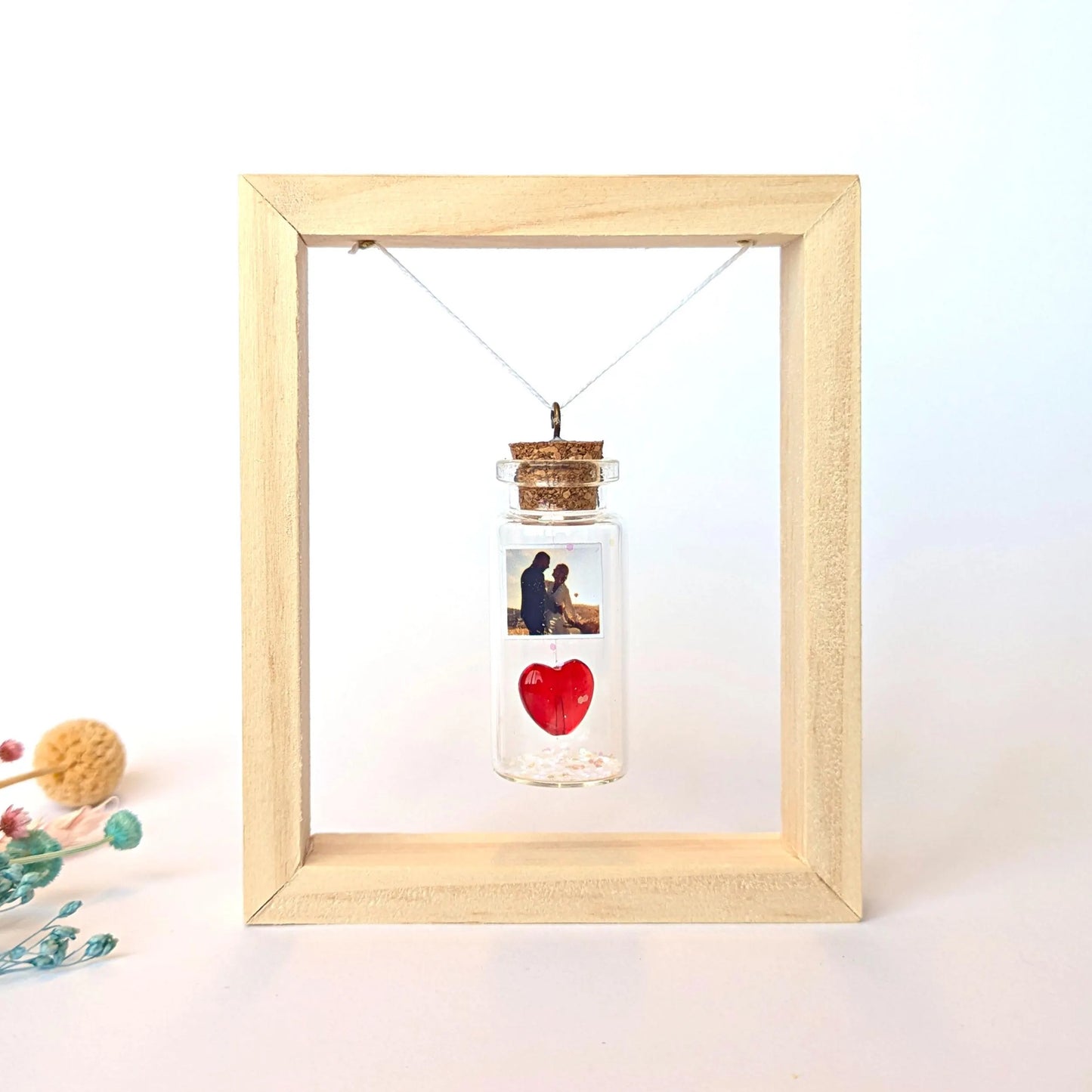 15th Anniversary Red Crystal Heart Message Bottle