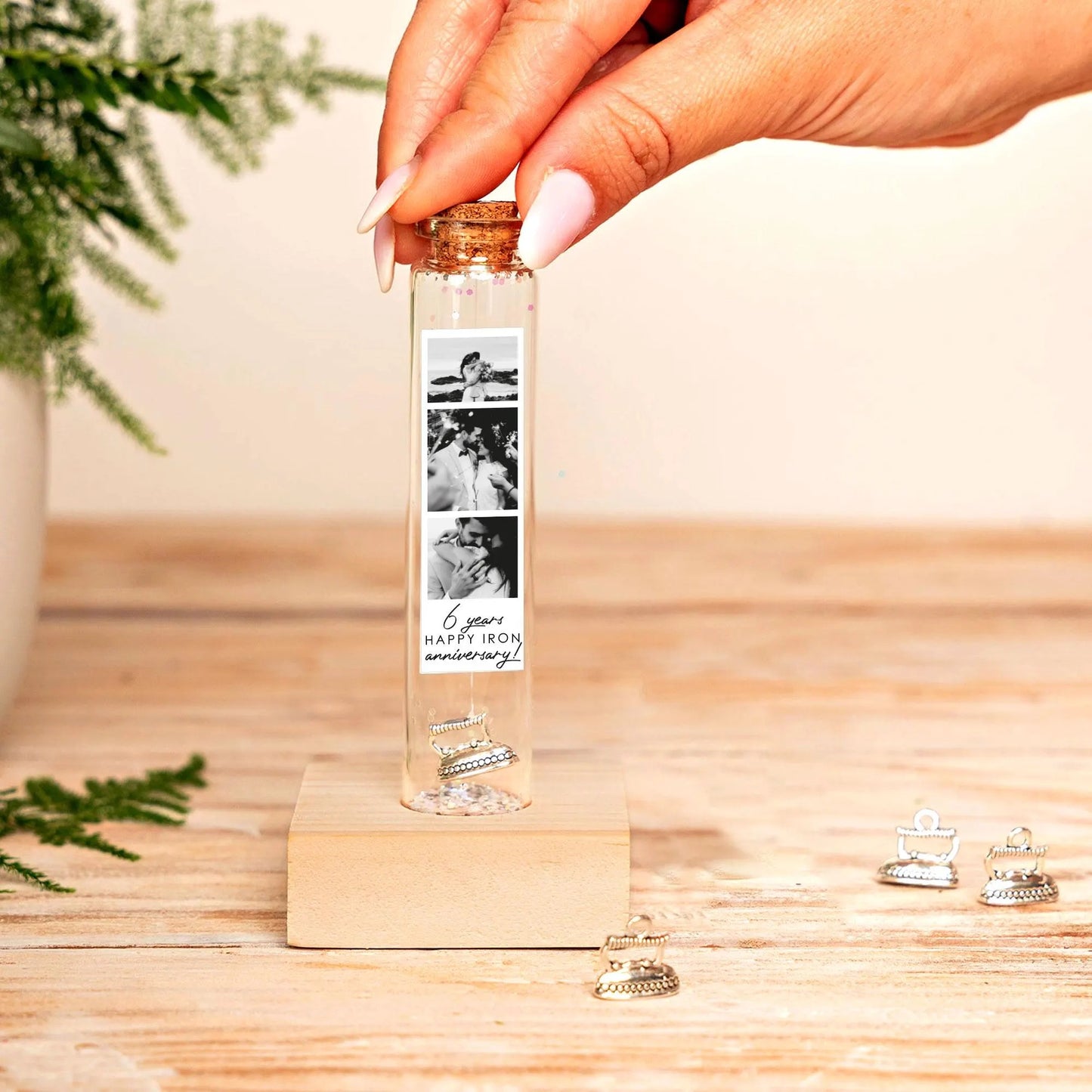 6th Anniversary Iron Charm Message Bottle