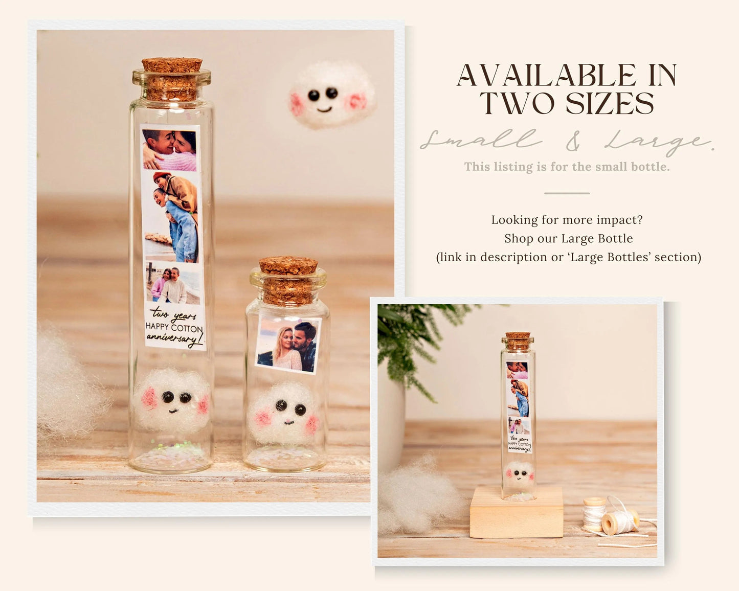 2nd Anniversary Cotton Cloud Message Bottle