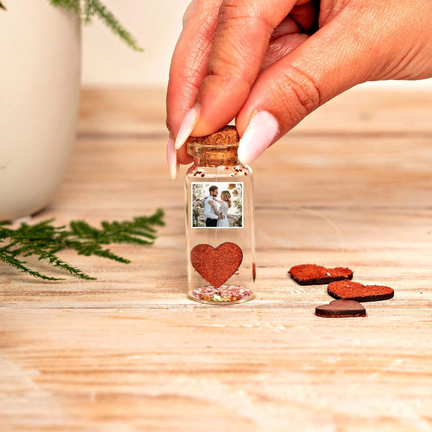 3rd Anniversary Leather Heart Message Bottle